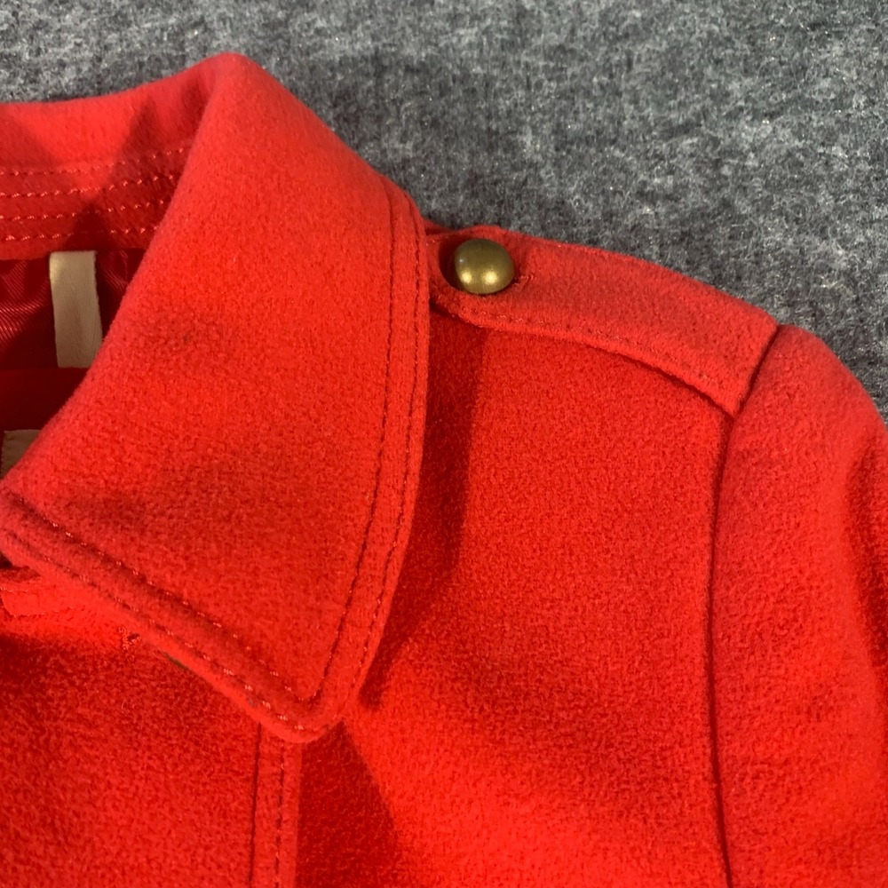 Lands End Pea Coat Womens 4 Red Wool Cashmere Military Jacket Double Breasted - Picture 6 of 14